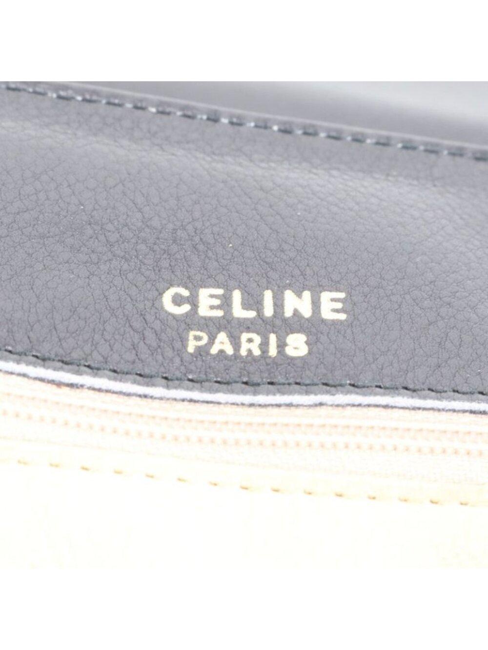 ★SOLD★ Celine Vintage Leather Handbag Tote Black Gold Ree - Picture 8 of 8